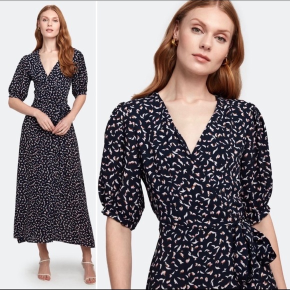 Misa Los Angeles Andrea Navy Wrap Maxi dress - Picture 2 of 5